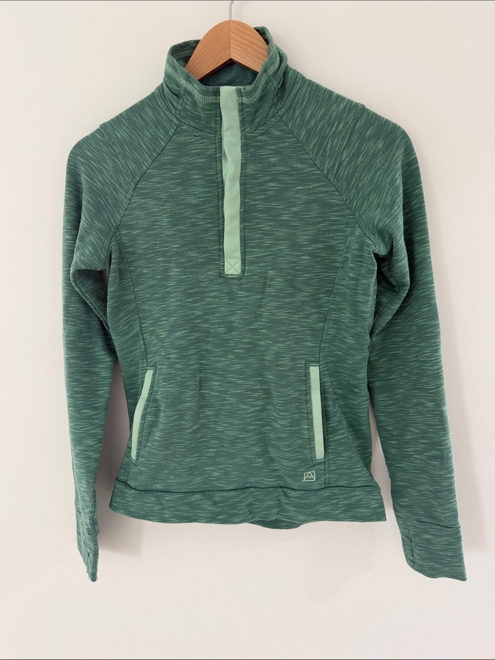 Avalanche Heathered Green Quarter-Zip Pullover with Mint Trim Size Small